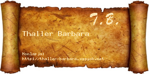 Thaller Barbara névjegykártya
